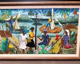 Gesner Abelard Original Oil Painting “Retour De Peche” (Return From Fishing)