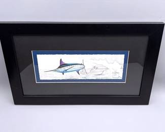 Mixed Media Guy Harvey Piece Blue Marlin Inspired By “The Old Man And The Sea”