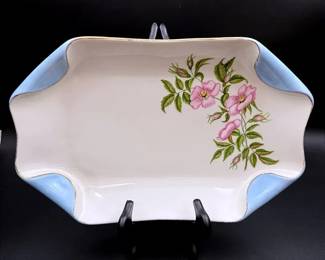 Haviland & Company, Limoges Porcelain Pink Moss Rose Motif Serving Tray