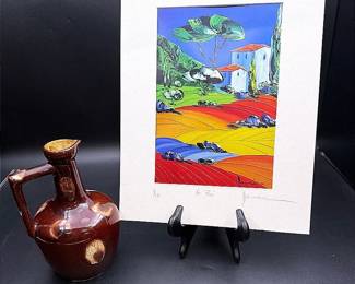 Monika Meunier Limited Edition Print “Le Pui” & Leroux Liqueur Pottery Decanter