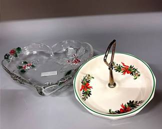 Pfaltzgraff “Christmas Heritage” Candy/Nut Dish & Mikasa “Holiday Bloom” Heart Dish