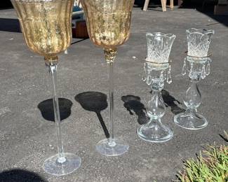 240 twopairsofdecorativeglasscandlehold