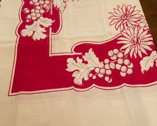 Red retro tablecloth in great condition 