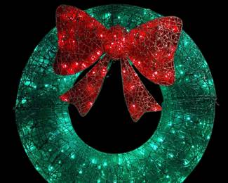 Pair 36" Light Up Glittery Wreaths with Bow