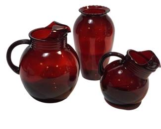 Anchor Hocking Ruby Red Pitchers Vase