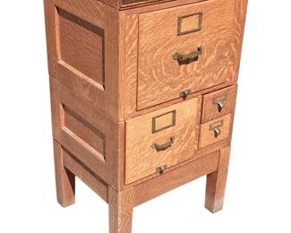 Antique Tiger Oak Library Bureau Stacking Cabinet