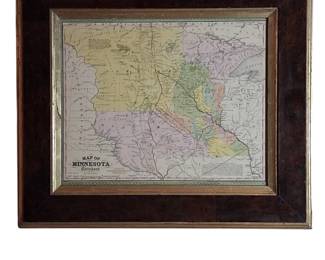1854 Minnesota Territory Hand Colored Map