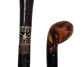 Antique Bone Inlay Cane Sword India, Carved Cane