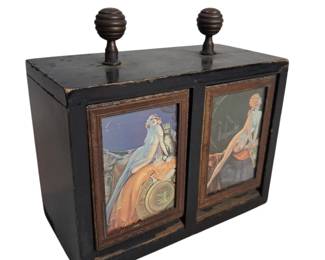 1930-40s Erte Louis Icart Art Deco Cigarette Dispenser