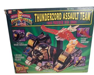 1993 Mighty Morphin Power Rangers Power Gun Sword 1994 Mighty Morphin Power Rangers White Tigerzord 1995 Mighty Morphin Power Rangers Power Blaster 1994 Mighty Morphin Power Rangers Power Cannon 1993 Mighty Morphin Power Rangers Megazord Deluxe 1994 Mighty Morphin Power Rangers Thunderzord Assault Team 1994 Mighty Morphin Power Rangers Saba Sword 1994 Mighty Morphin Power Rangers Red Dragon Thunderzord 1993 Mighty Morphin Power Rangers Dragon Dagger 1995 Mighty Morphin Power Rangers Comic #1 Guidebook 1994 Mighty Morphin Power Rangers Karate Action Figures 1994 Mighty Morphin Power Rangers Trini Figures 1993 Mighty Morphin Power Rangers Megazord   1993 Mighty Morphin Power Rangers Triceratops Bike 1994 Mighty Morphin Power Rangers Action Figures 1993 Mighty Morphin Power Rangers Action Figures