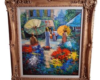 20th C. Original Oil Signed Impressionist Street Scene
