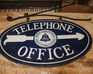 Double Sided Porcelain Telephone Office Sign