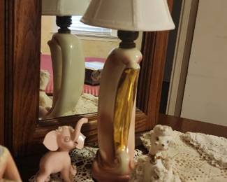 Pink elephant and Mid-Century lamp