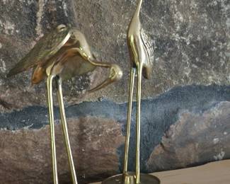 Pair brass Cranes