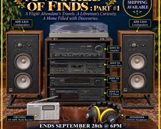 Brunks Auction, BA073, A World of Finds, Electronics Auction, Vintage Audio, HiFi Equipment, Stereo Components, Audio Collectors, Home Stereo, Vintage Electronics, Sony, Sony ES, Sony ES Series, Sony Amplifier, Sony TAF808ES, Integrated Stereo Amplifier, Stereo Amplifier, Sony Cassette Deck, Sony TCKA3ES, Three Head Cassette Deck, Cassette Tape Deck, Analog Audio, Tape Enthusiasts, Sony Stereo Tuner, Sony STSA5ES, FM AM Tuner, Radio Tuner, Sony CD Player, Sony CDPX33ES, Compact Disc Player, CD Collectors, Technics, Technics SL1600, Direct Drive Turntable, Automatic Turntable, Record Player, Vinyl Playback, Turntable Collectors, ADS Speakers, ADS L810, High Fidelity Loudspeakers, Speakers With Stands, Vintage Speakers, Sennheiser, Sennheiser HD424X, Stereo Headphones, Grundig Radio, World Receiver Radio, Estate Audio Equipment, September 28 Auction