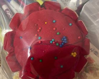 Pin Cushion w/ pins and threads 