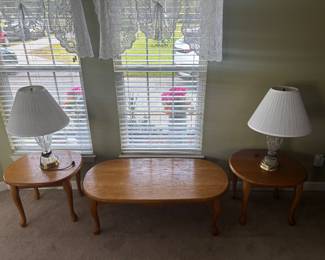 Living room table with two side tables