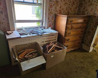 Rock maple chest of drawers, hangers
