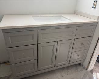 New Bathroom Cabinet Gray with White top