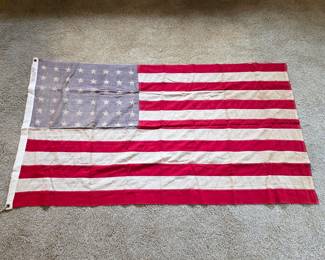 Atlas Flag Products maker’s stamp and 3 × 5-foot size marking on the vintage 48-star American flag.
