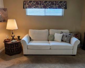 Pottery Barn white denim sofa