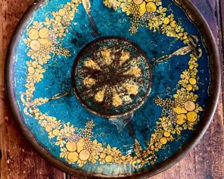 vintage mid-century enamel-on-copper decorative plate