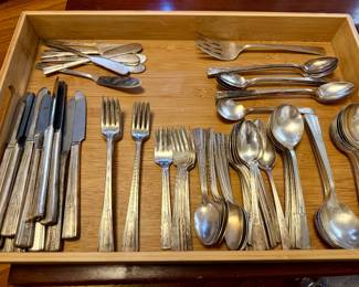 vintage "Ivanhoe" silverware pattern produced by Wm. Rogers Manufacturing Co, Art Deco 1936 Silver-Plate