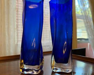 Cobalt Twister Vases handmade by Janet Zug of Zug Glass Studio