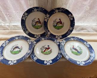 antique Copeland Spode porcelain dinner plates featuring the Vienna Bird