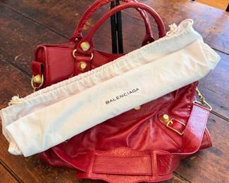 red leather Balenciaga Classic City bag