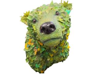 Lot #B65 - DD (Dede) LaRue 1996 Mixed-Media Foliage Bear Sculpture – Denver Artist