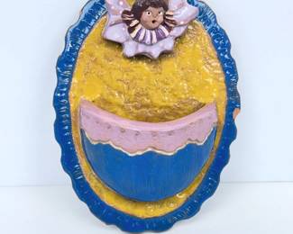Lot #B10 - Diana Roca Signed Ceramic Angel Wall Pocket – Spain, 2000