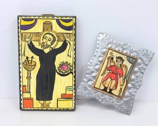 Lot #B9 - Pair Marie Romero Cash New Mexico Folk Art Retablos – San Cayetano & San Rafael