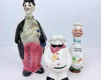 Lot #B13 - Vintage Ceramic Kitchenware Lot – Fitz & Floyd Omnibus Parm Shaker, Dee Bee Japan Decanter & French Dressing Bottle