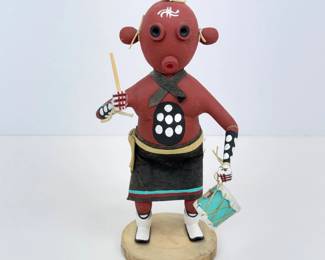Lot #B28 - A. Francis Signed Native American Southwestern US Hopi Pueblo Mudhead Kachina Doll Koyemsi Tachukti