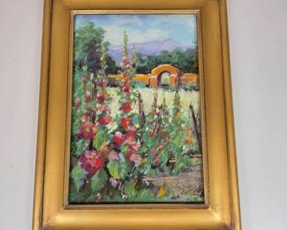 Lot #B51 - Kristen Olsen, PSA Signed Original Pastel – Southwestern Garden & Mountain Landscape