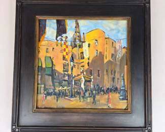 Lot #B39 - Ralph Nagel Signed Original European Cityscape Oil Painting