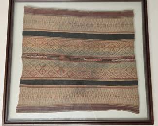 S Lot #95 - Framed Traditional Woven Textile with Geometric Patterns