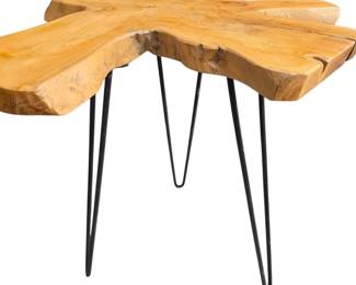 S Lot #B69 - Live-Edge Root Wood Accent Table with 3 Hairpin Legs – 21" Tall