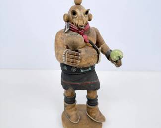 Lot #B27 - Signed Native American, Southwestern US, Hopi Pueblo Mudhead Kachina Doll Koyemsi Tachukti