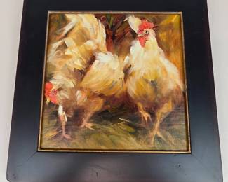 Lot #B41 - Connie Taylor “Chickens” Original Oil Painting – Colorado Plein Air Artist, 2011