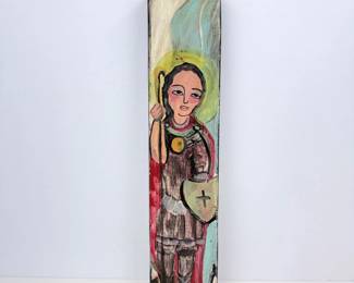 Lot #B6 - Lydia Garcia (1936–2023) Taos NM St. Michael Archangel Retablo, 1994