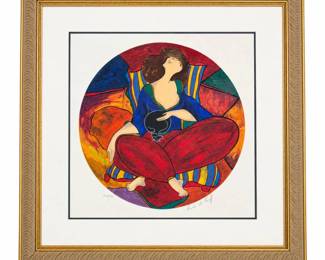 S Lot #81 - Linda Le Kinff “Femme au Chat” Signed Limited Edition Serigraph 201/350
