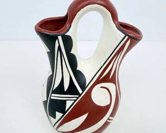 Lot #B30 - Eric Tafoya Santa Clara-Tewa Pueblo Native American Southwestern US Hand Crafted Pottery Wedding Vase