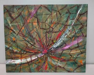 S Lot #79 - Signed “J. Burl” Abstract Expressionist Acrylic Painting on Canvas, Dated 2020