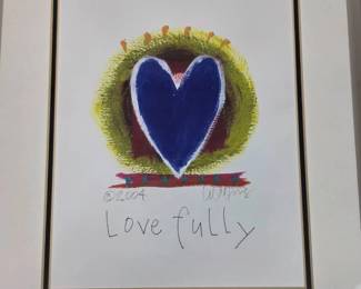 Lot #B45 - Lori Watters “Love Fully” 2004 Sweet Tea Studio Heart Lithograph – Framed