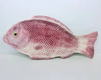 Lot #B11 - Vintage 1986 Fitz & Floyd “Fishes” Pink Fish Ceramic Platter / Wall Plaque – Japan