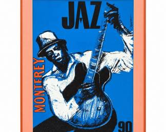 S Lot #76 - Earl Newman Signed 1990 Monterey Jazz Festival John Lee Hooker Silkscreen Poster