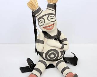Lot #B31 - Kathleen Wall Signed Handcrafted Koshare Clown Sculpture Jemez Pueblo Native American Art Southwestern US