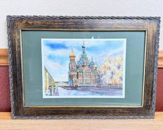 L Lot #100 - Original Watercolor Painting of Church of the Savior on Blood, Saint Petersburg, Russia
